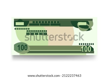 Ethiopian Birr Vector Illustration. Ethiopia money set bundle banknotes. Paper money 100 Br. Flat style. Vector illustration.