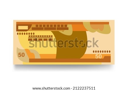 Ethiopian Birr Vector Illustration. Ethiopia money set bundle banknotes. Paper money 50 Br. Flat style. Vector illustration.