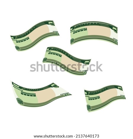 Ethiopian Birr Vector Illustration. Ethiopia money set bundle banknotes. Falling, flying money 100 Br. Flat style. Isolated on white background. Simple minimal design.