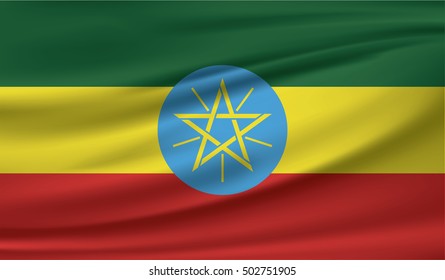 Ethiopian flag blowing in the wind. Part of a series.