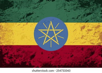 Ethiopian flag Grunge background. Vector illustration Eps 8.