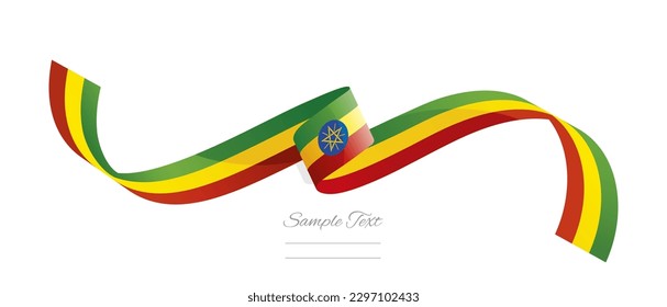 Ethiopian flag ribbon vector illustration. Ethiopia flag ribbon on abstract isolated on white color background