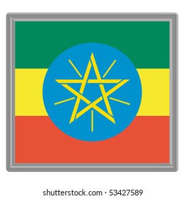 Ethiopian Flag with silver bezel