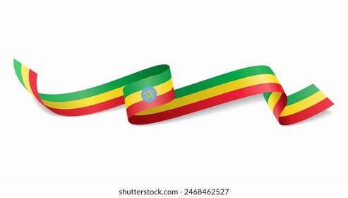 Ethiopian flag wavy abstract background. Vector illustration.