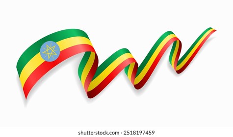 Ethiopian flag wavy abstract background. Vector illustration.