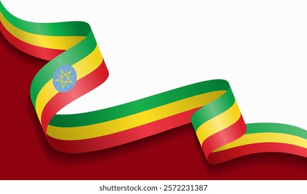 Ethiopian flag wavy abstract background. Vector illustration.