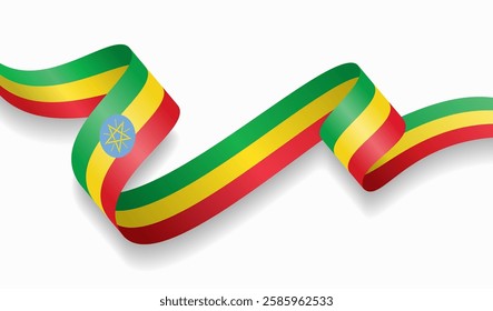 Ethiopian flag wavy abstract background. Vector illustration.