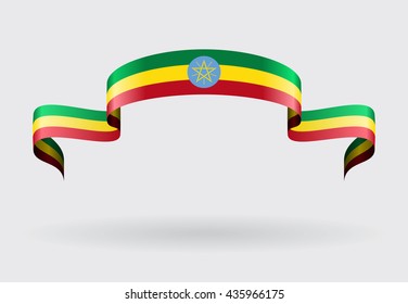 Ethiopian flag wavy abstract background. Vector illustration.