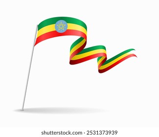 Ethiopian flag wavy background layout. Vector illustration.