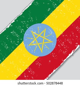Ethiopian grunge flag diagonal background. Vector illustration.