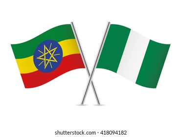 Ethiopian and Nigerian flags. Vector illustration.