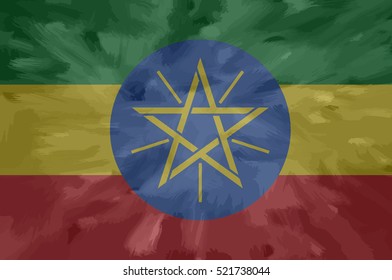 Ethiopian painted / drawn vector flag. Dramatic, unusual look. Vector file contains flag and texture layers
