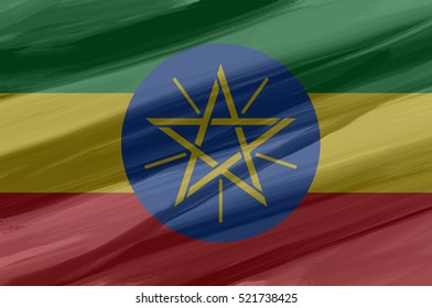 Ethiopian painted / drawn vector flag. Dramatic, unusual look. Vector file contains flag and texture layers
