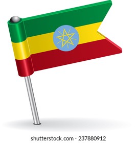 Ethiopian pin icon flag. Vector illustration Eps 8.