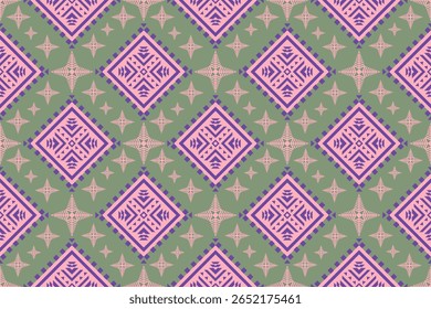 Arte étnica abstrata .Geometric étnico padrão sem emenda luz verde projeto de fundo para tapete, cortina, roupas, tecido, papel de embalagem, telhas, têxteis,batik, textura e wallpaper.Vetor fundo.
