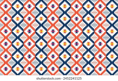 Ethnic abstract art. Seamless pattern in tribal, folk embroidery, and Mexican style. Aztec geometric art ornament print. Design for carpet, clothing, wrapping, fabric, cover.