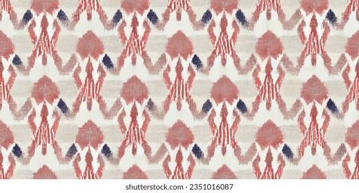 Ethnic abstract background art.Ikat tribal, boho tie die colors  seamless wallpaper. Motif ethnic handmade beautiful Ikat art. Ethnic abstract floral pink background art. 