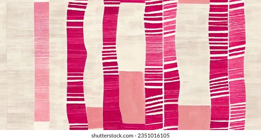 Ethnic abstract background art.Ikat tribal, boho tie die colors  seamless wallpaper. Motif ethnic handmade beautiful Ikat art. Ethnic abstract floral pink background art. 