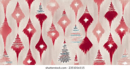 Ethnic abstract background art.Ikat tribal, boho tie die colors  seamless wallpaper. Motif ethnic handmade beautiful Ikat art. Ethnic abstract floral pink background art. 