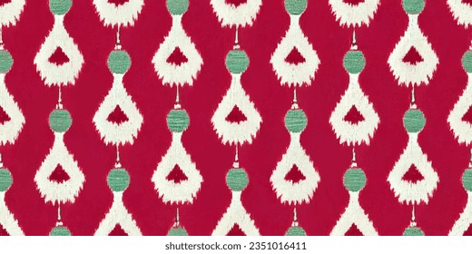 Ethnic abstract background art.Ikat tribal, boho tie die colors  seamless wallpaper. Motif ethnic handmade beautiful Ikat art. Ethnic abstract floral pink background art. 