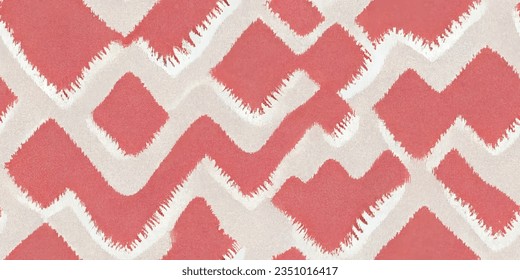 Ethnic abstract background art.Ikat tribal, boho tie die colors  seamless wallpaper. Motif ethnic handmade beautiful Ikat art. Ethnic abstract floral pink background art. 