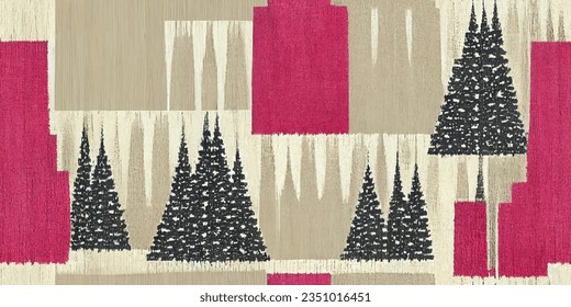 Ethnic abstract background art.Ikat tribal, boho tie die colors  seamless wallpaper. Motif ethnic handmade beautiful Ikat art. Ethnic abstract floral pink background art. 