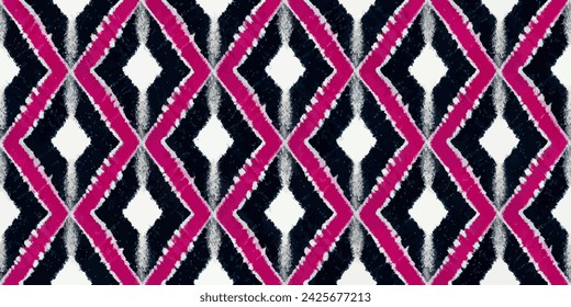 Ethnic abstract background art.Ikat tribal, boho tie die colors seamless wallpaper. Motif ethnic handmade beautiful Ikat art. Ethnic abstract floral pink background art.