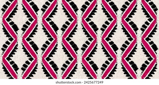 Ethnic abstract background art.Ikat tribal, boho tie die colors seamless wallpaper. Motif ethnic handmade beautiful Ikat art. Ethnic abstract floral pink background art.