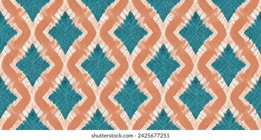 Ethnic abstract background art.Ikat tribal, boho tie die colors seamless wallpaper. Motif ethnic handmade beautiful Ikat art. Ethnic abstract floral pink background art.