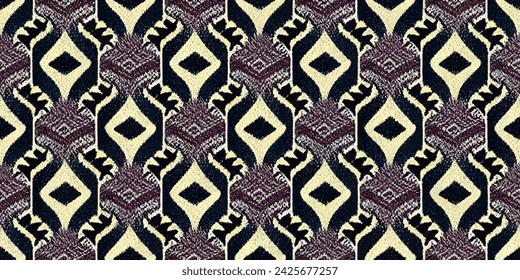 Ethnic abstract background art.Ikat tribal, boho tie die colors seamless wallpaper. Motif ethnic handmade beautiful Ikat art. Ethnic abstract floral pink background art.