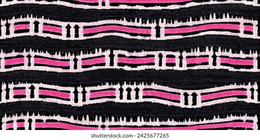 Ethnic abstract background art.Ikat tribal, boho tie die colors seamless wallpaper. Motif ethnic handmade beautiful Ikat art. Ethnic abstract floral pink background art.