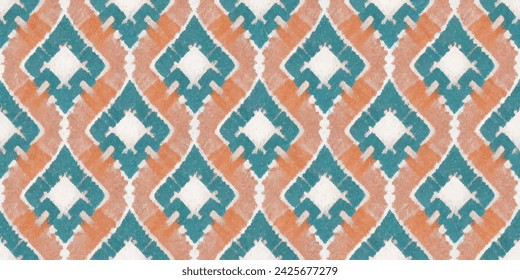 Ethnic abstract background art.Ikat tribal, boho tie die colors seamless wallpaper. Motif ethnic handmade beautiful Ikat art. Ethnic abstract floral pink background art.