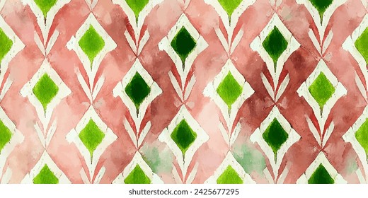 Ethnic abstract background art.Ikat tribal, boho tie die colors seamless wallpaper. Motif ethnic handmade beautiful Ikat art. Ethnic abstract floral pink background art.