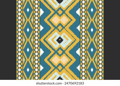 Ethnic abstract background art.Ikat tribal, boho tie die colors seamless wallpaper. Motif ethnic handmade beautiful Ikat art. Ethnic abstract floral saree background art.