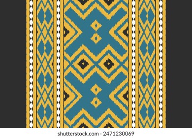 Ethnic abstract background art.Ikat tribal, boho tie die colors seamless wallpaper. Motif ethnic handmade beautiful Ikat art. Ethnic abstract floral saree background art.