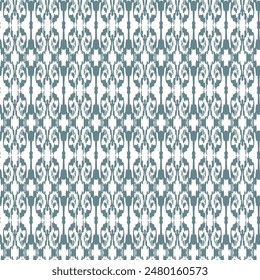 Ethnic abstract background art.Ikat tribal, boho tie die colors seamless wallpaper. Motif ethnic handmade beautiful Ikat art. Ethnic abstract floral blue