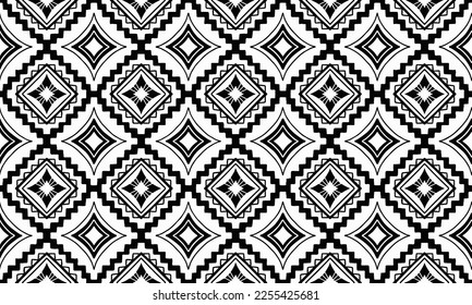 Ethnic Abstract Background cute Black White geometric tribal ikat folk Motif Arabic oriental native pattern traditional design carpet wallpaper clothing fabric wrapping print batik folk knit vector