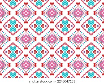 Ethnic Abstract Background cute Valentines Day Love Heart pink motif geometric tribal ikat folk oriental native pattern traditional design,carpet,wallpaper,clothing,fabric,wrapping,print,stripe vector