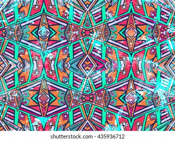 Ethnic abstract background. Geometric creative ornament. Vector bright boho texture. Tribal background. Abstract background. Summer colors. Ethnic style texture. Colorful ornament. Trendy surface.