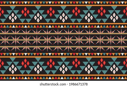 Ethnic abstract background. Seamless pattern in tribal, folk embroidery, and Mexican style. Aztec geometric art ornament print.Design for carpet, wallpaper, clothing, wrapping, fabric, cover, textile