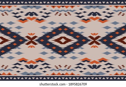 Ethnic abstract background. Seamless in tribal, folk embroidery, native Mexican ikat fabric. Aztec geometric art ornament print.Design for carpet, wallpaper, clothing, wrapping, textle, tissue, bag