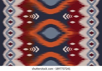 Ethnic abstract background. Seamless in tribal, folk embroidery, native ikat fabric. Aztec geometric art ornament print.Design for carpet, wallpaper, clothing, wrapping, textile, tissue, decorative