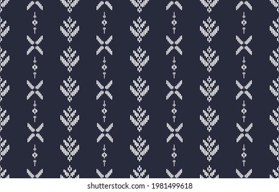 Ethnic Abstract Blue Background. Seamless pattern in tribal, folk embroidery, Mexican style. Aztec geometric art ornament print.Design for carpet, wallpaper, clothing, wrapping, fabric, cover, textile