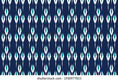 Ethnic Abstract Blue color. Seamless geometric pattern in tribal, folk embroidery, and Mexican style. Aztec geometric art ornament print.Design for carpet, wallpaper, clothing, wrapping, fabric, cover, textile