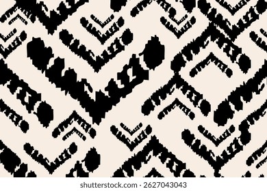 Étnica abstrata chevron ou ziguezague. Padrões de ornamentos folclóricos geométricos. Antiguidade Damasco tribal com estilo asteca. Africano boho ikat pattern.Design para textura, tecido, roupas, envoltório, decoração