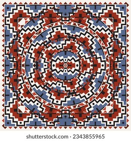 ethnic abstract colorful Hijab Square Scarf Design with ornaments and geometric shapes classic and modern Pattern silk neck scarf duvet cover carpet rug design texture vector