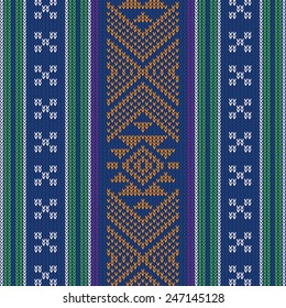 Ethnic Abstract, Design Vintage Knitted Pattern. Seamless Background
