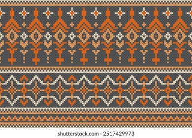 Ethnic Abstract, Design Vintage Knitted Pattern. Seamless Background