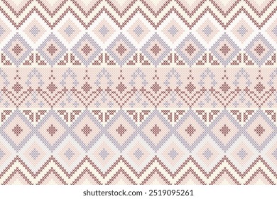Ethnic Abstract, Design Vintage Knitted Pattern. Seamless Background