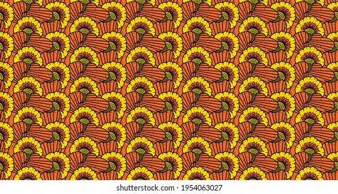 Ethnic abstract fabric. Seamless pattern in tribal, African wax print kitenge floral motifs vector. Aztec geometric art ornament.Design for carpet, wallpaper, clothing, wrapping, fabric, cover, dress